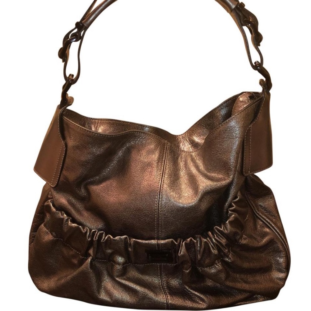 Burberry Metallic Grey Leather Runway Hobo
